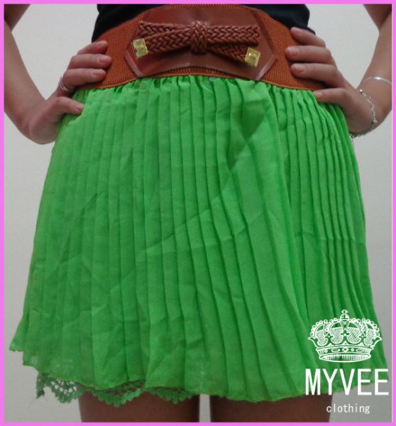 Saia Chiffon com Renda (VERDE)