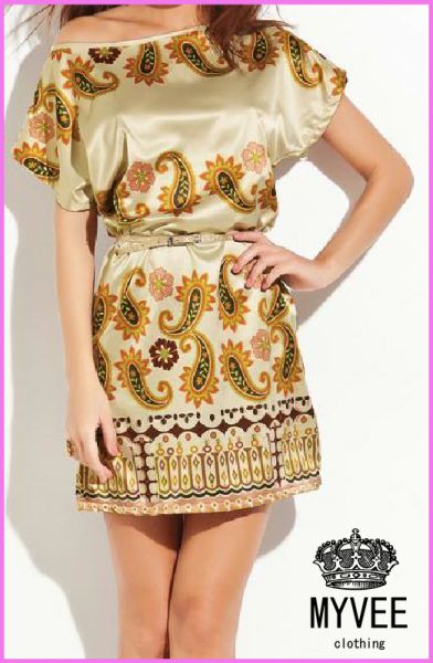 Vestido em Cetim com Estampa de Lenço (PRONTA ENTREGA)