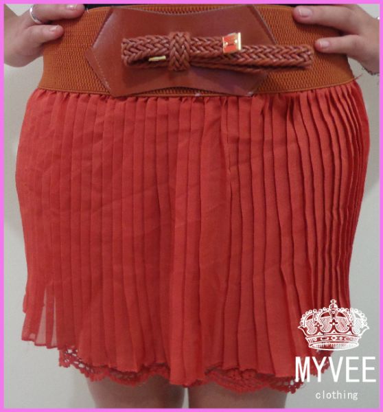 Saia Chiffon com Renda (MARROM)